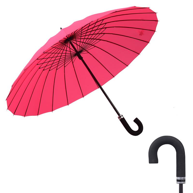 Double Person Water-Activated Blooming Long-Handled Umbrella for Women – Storm Curved Handle, Reinforced Rainproof Design