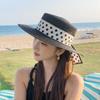 Straw Weaving Sun Protection Cap Dot Ribbon Wide Brim Hat Vacation Beach Straw Cap  Sun Protection
