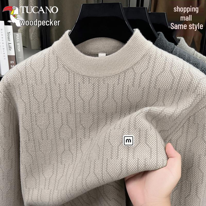 Woodpecker Men s Mink Velvet Round Neck Warm Sweater for Winter XX-Large (180-200 jin)