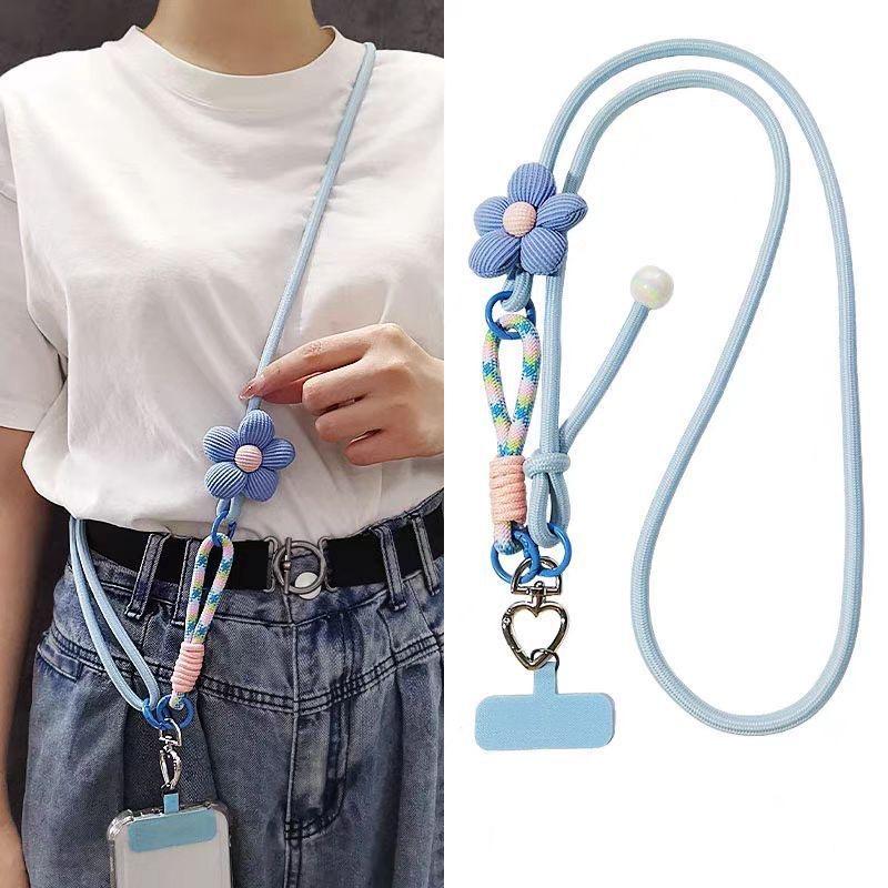 Carrying Mobile Phone Colorful Woven Lanyard Adjustable Bag Crossbody Rope Anti-loss Rope Wrist Strap Lanyard Outdoor Simple