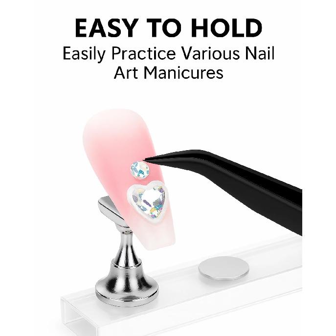 Nail Art Tools Set – 15pcs Nail Brushes, 5pcs Dual-Ended Dotting Pens, Nail Stand & Holder Kit with Brush Rack, Tweezers & Double-Sided Tape for