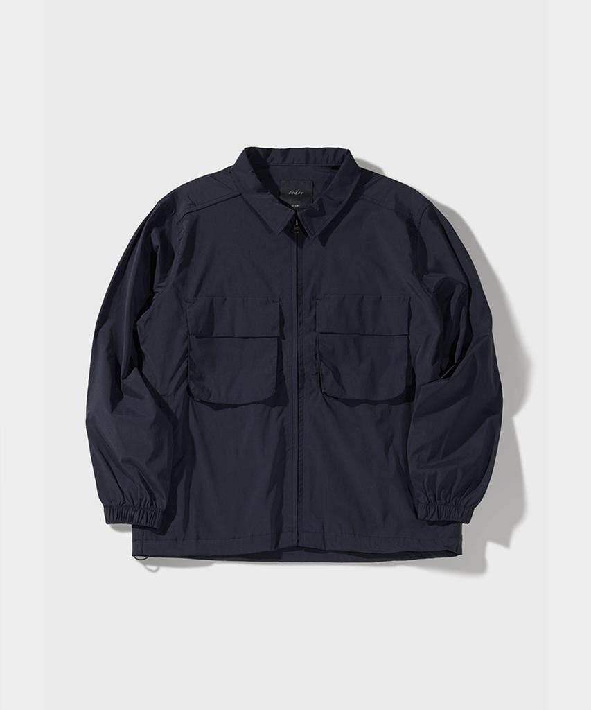 Ffeff Studio 3D Pocket Standard Collar Zip-Up (Navy)
