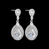Elegant Long Teardrop Zirconia Dangle Earrings for Evening Wear and Brides