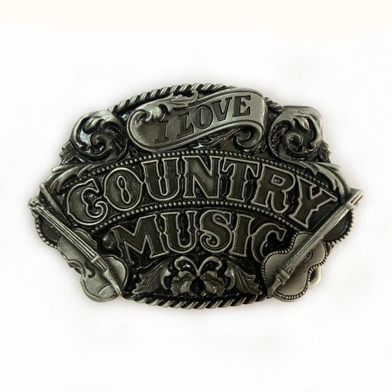 Country Music Guitar Belt Buckle - Rock Band Style for Jeans