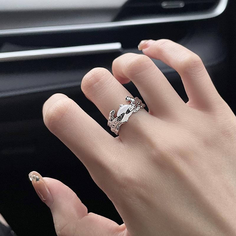 Кольцо женское в нишевом дизайне «Холодный ветер» с опалом, нерегулярным лунным камнем, премиальное французское кольцо класса люкс Adjustable opening