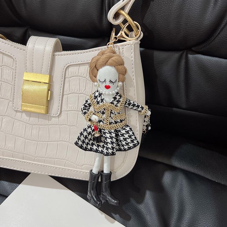 Korean Style Crossbody Bag with Girl Doll Clothes Set Keychain - Fashion Charm Gift