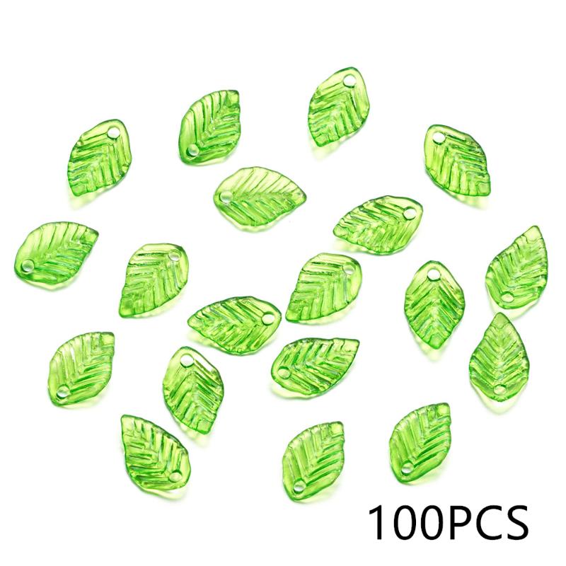 10-100Pcs Green Acrylic Leaf Charms Leaves Beads Pendants For Diy Necklace Bracelet Earrings Jewelry Making Handmade Crafts