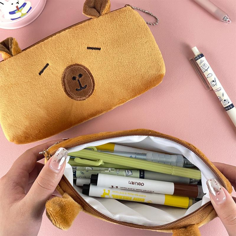 Guinea Pig Capybara Plush Pen Bag Large Capacity Stuffed Capybara Plush Pencil Case Plush Doll Animal Guinea Pig Pen Pouch