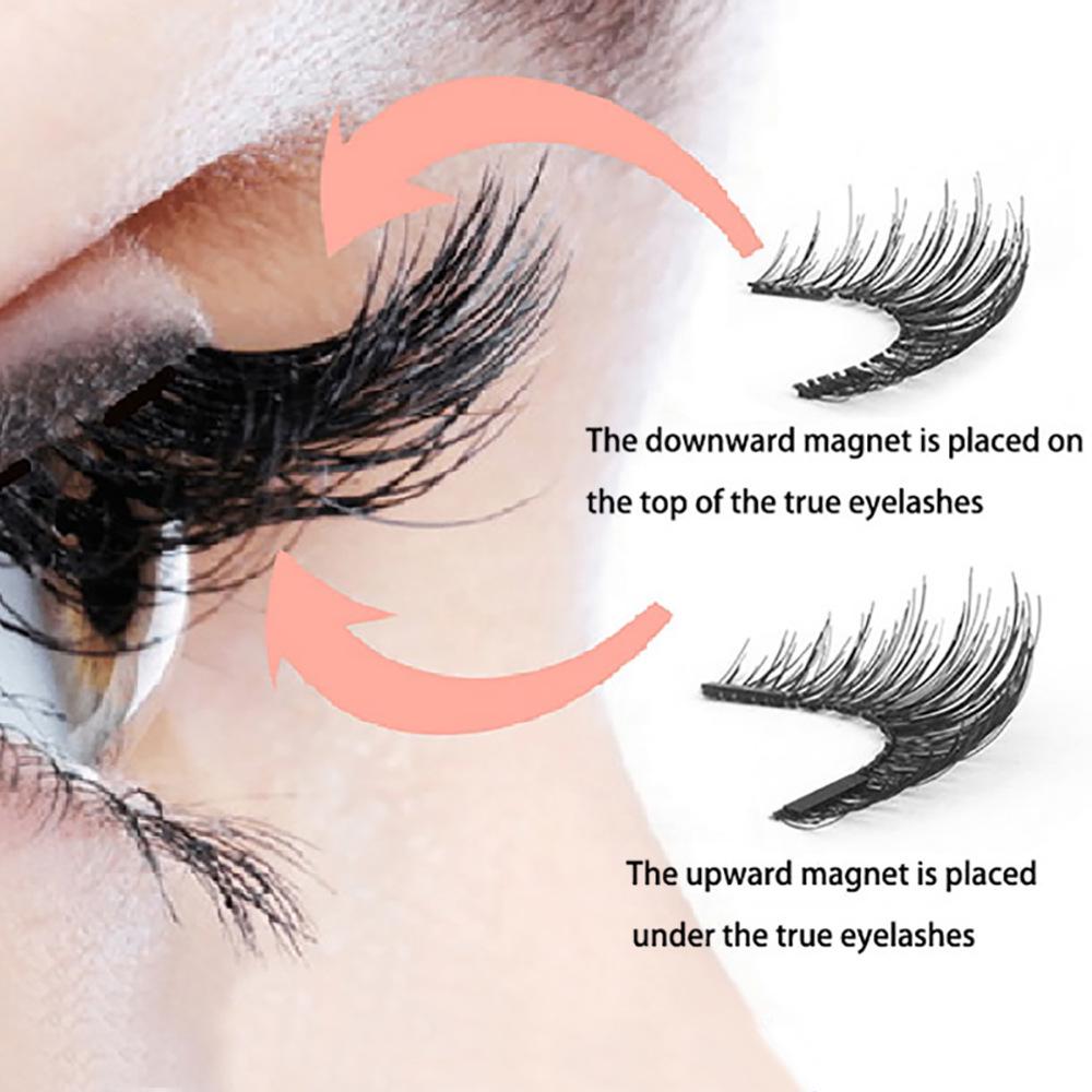 Two Pairs of Magnetic False Eyelashes with Curler - No Glue Needed, European & American Thick Style.