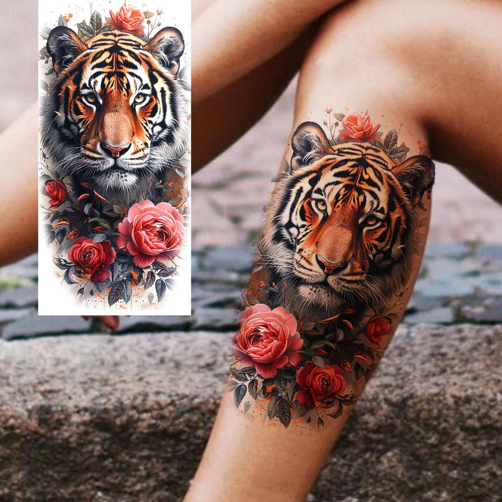1 list Unikátní Akvarelový Lev Tygr Zvířata Dočasné Tetování Dlouhotrvající Vodotěsný Liška Sova Falešná Tetovací Nálepka Body Art Tetování