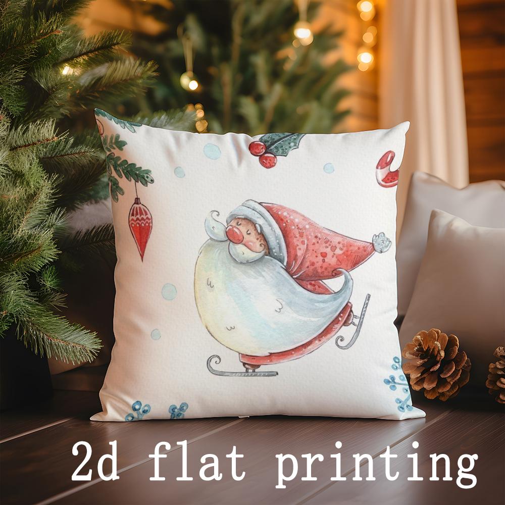 Home Decor Santa Claus Pattern Throw Pillow Suitable For Sofa Bedroom Car Pillow Cover Cushion Rectangular Back Cushion