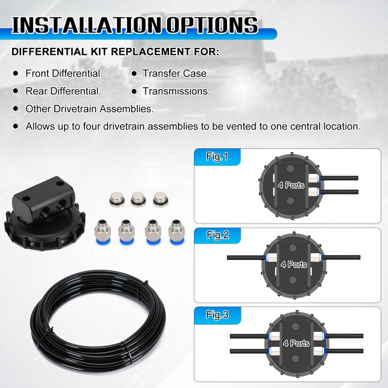 170112 Kit de Respiro de Diferencial Adequado para a Maioria dos Veículos Off-road 4x4 e 4WD Respiro do Eixo Diferencial Substitui