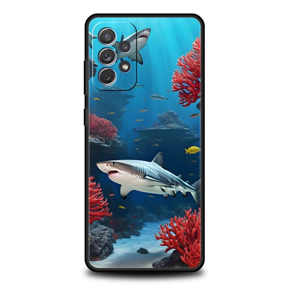 Phone Case For Samsung Galaxy A17 A15 A13 A51 A71 A41 A31 A21S A07 A03S A05 A35 A55 A23 A25 A33 A53 A73 5G Cover Shark