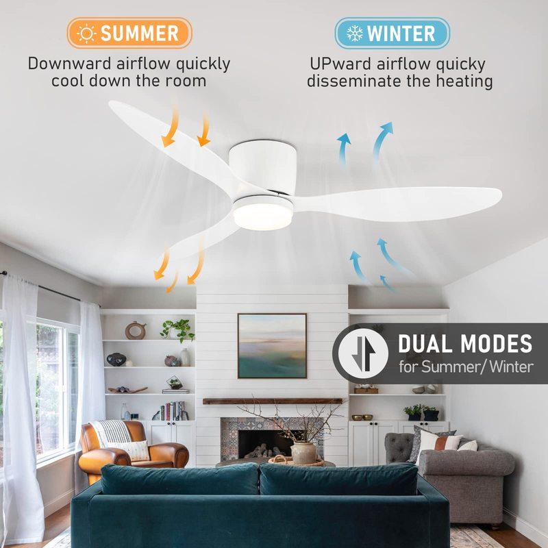 IRALAN Ceiling Fan With Light 6-speed Choice Reversible DC Motor 3CCT with Remote Control Whisper Easy Install black/White/Wood