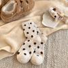Warme Damen-Wollsocken mit Pünktchen, mittellang - Braun Maillard Kaffee, Japanischer Stil, Herbst/Winter