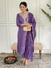 Women Designer Chanderi Kurta Pant Dupatta Set Indian Bollywood Top Tunic Kurti Salwar Suit