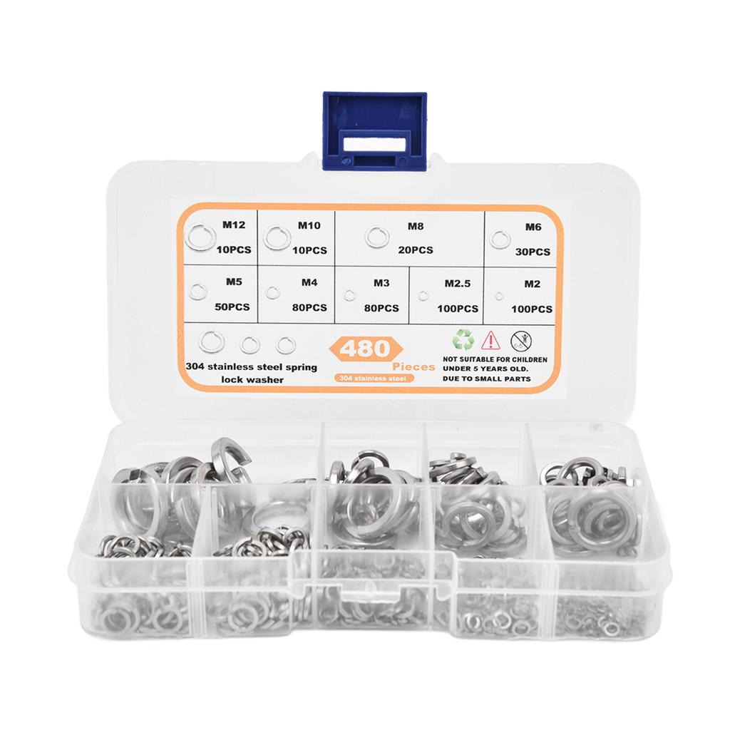 480 st Plana brickor Rostfritt stål Utmärkt prestanda Tätare försegling Sortimentskit med plana brickor