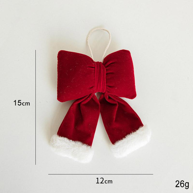 საშობაო დეკორაცია ხავერდოვანი წითელი ბაფთა კვანძი ბურთები საკიდი ორნამენტები წვრილმანი საშობაო ხეების გულსაკიდი სადღესასწაულო სახლის წვეულების დეკორაციებისთვის