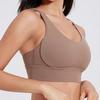Solid Color Women Cross Back Bra Fitness Underwear Soft Fitness Sport Bra Top Gym Yoga Athletic Workout With Chest Pad
