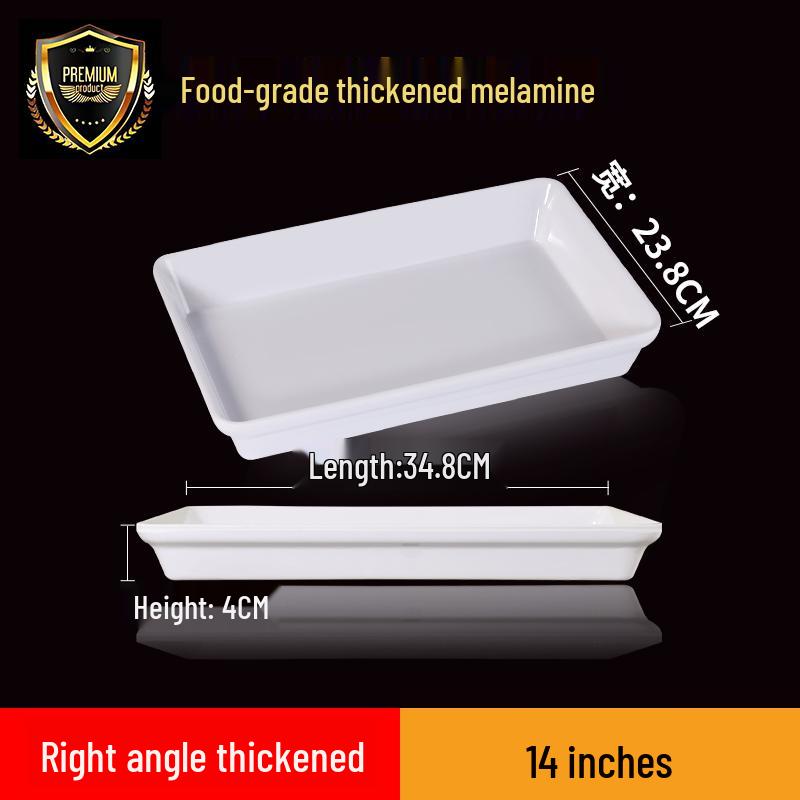 Melamine Rectangular Tray for Braised Dishes - White Display Plate for Cooked or Cold Foods