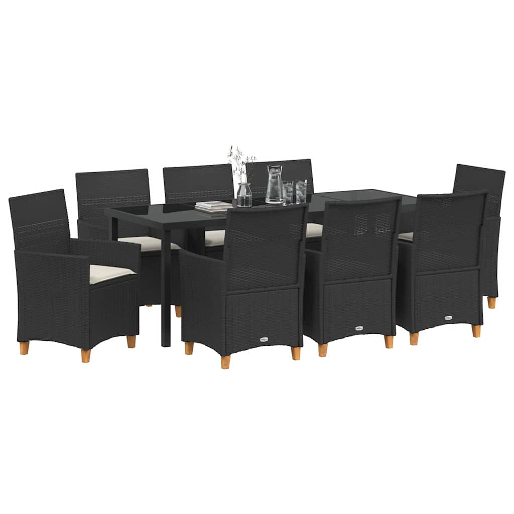 Garden Dining Set 9 pcs Black Poly Rattan