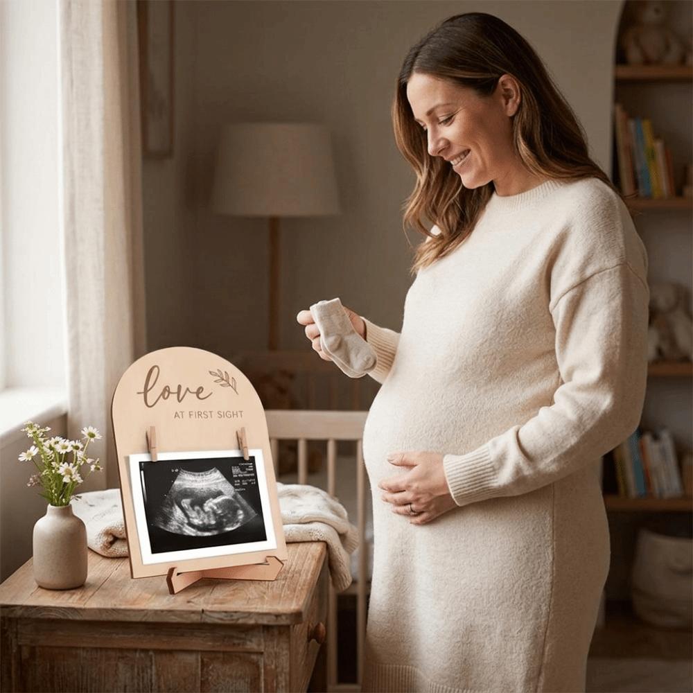 Wooden Stands Sonogram Picture Frame Rustic Pregnancy Gift Frame Newborn Birth