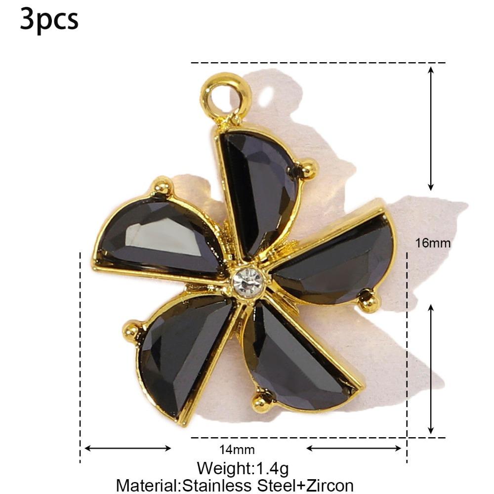 3pcs Stainless Steel Cross Charm Vintage Heart Charm Fashion Cubic Zircon Pendant Gift