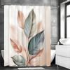 Modern Boho Leaf Shower Curtain Watercolor Plant Design Bathroom Decor Elegant Nature Inspired Bath Linen Soft Pastel Colors
