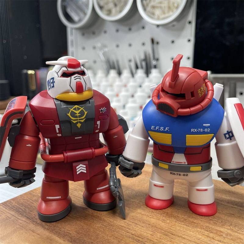 New Middle Age Yuan Zu 78-2 Fz-2 Red And Green Fat Zaku Magnetic Assembly Model Kit Action Figures Desktop Decoration Doll Boy Toy