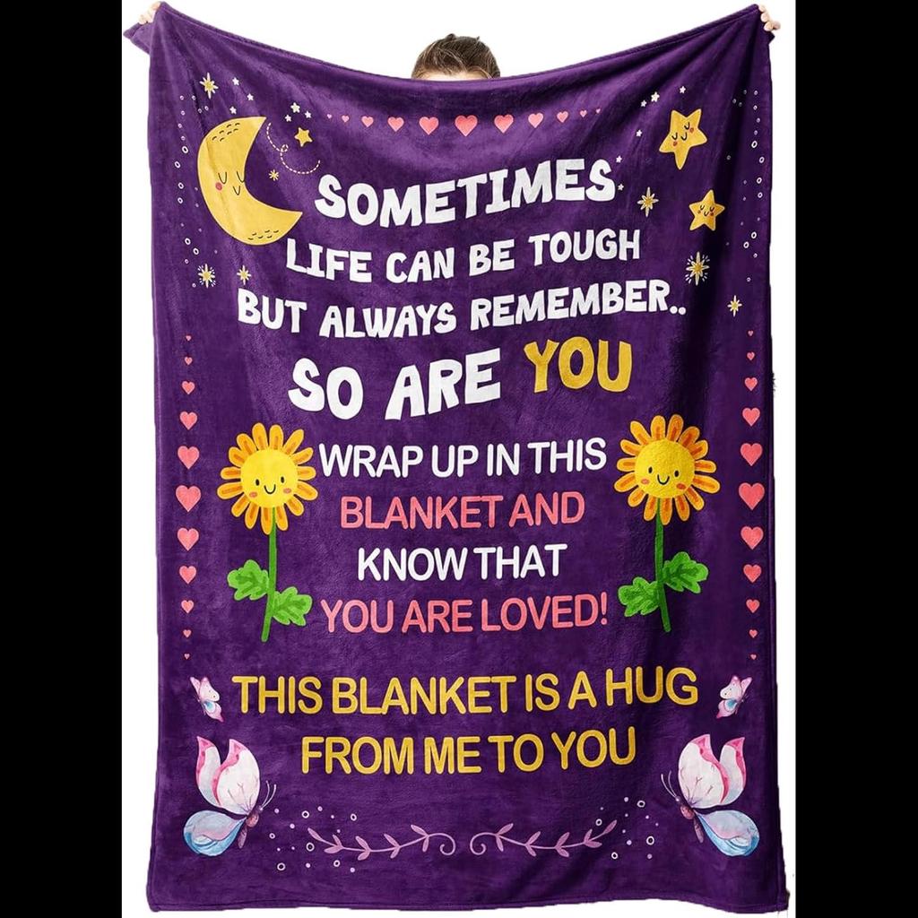 KAAYEE Healing Throw Blanket Inspirational Gifts for Women Get Well Soon Presents X Purple