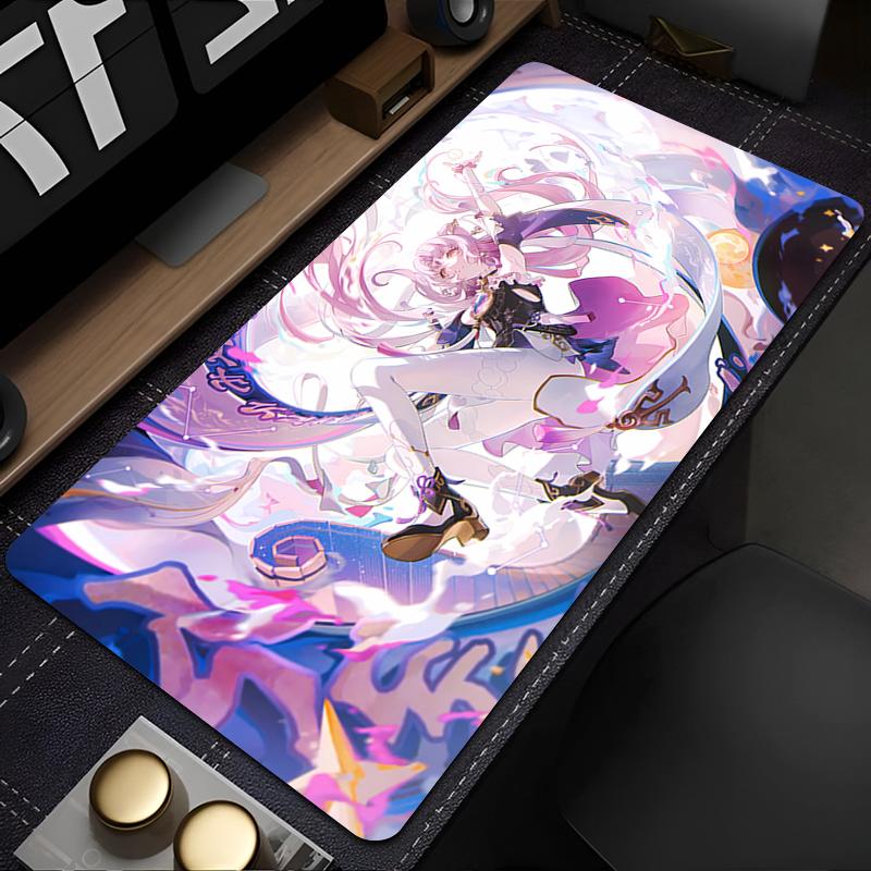 Gaming Mouse PadLarge Desk MatAntislip Rubber BaseStitched EdgesPurple Cosmic Anime Girl Print for Gaming  Office Desk Use