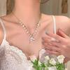 French Temperament Pearl Fishtail Pull Necklace Women'S Light Luxury Niche High-End Clavicle Chain Neck Chain Accessories Choker