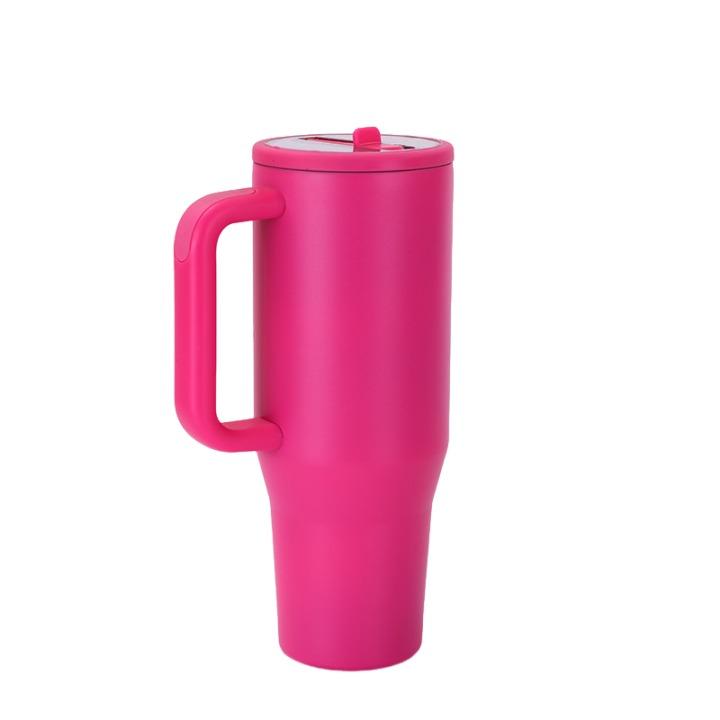Custom Logo 40oz Stainless Steel Vacuum Insulated Travel Car Beer Coffee Mug Cup Double Walled Tumbler With Flip Straw Handle
