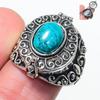 Anello Gioiello in Argento Sterling 925 con Turchese Naturale Santa Rosa Misura 9.5 AR-17433