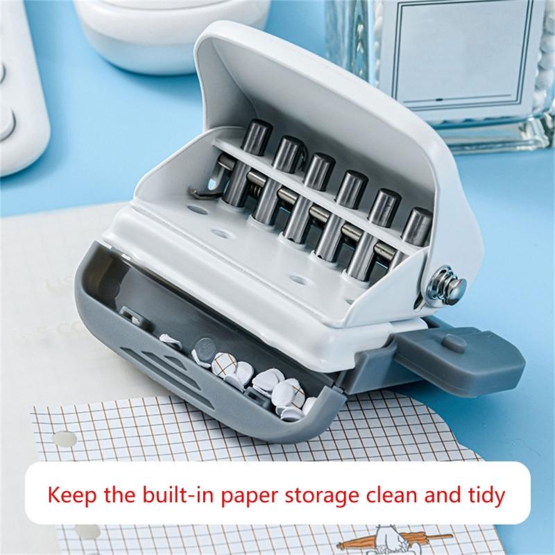 6 Hole Puncher Slip Resistant Handle 6 Hole Punch Effortless Punching 10 Sheets Capacity for Binders Loose Leaf Notebook