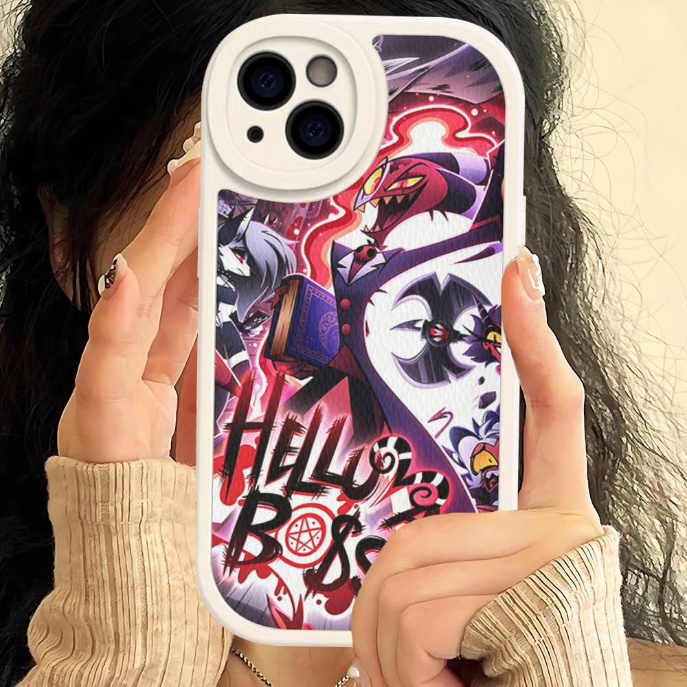 Cartoon H-Helluva Boss Phone Case For IPhone 16 15 14 13 12 11 Pro Max Plus Leather Cover