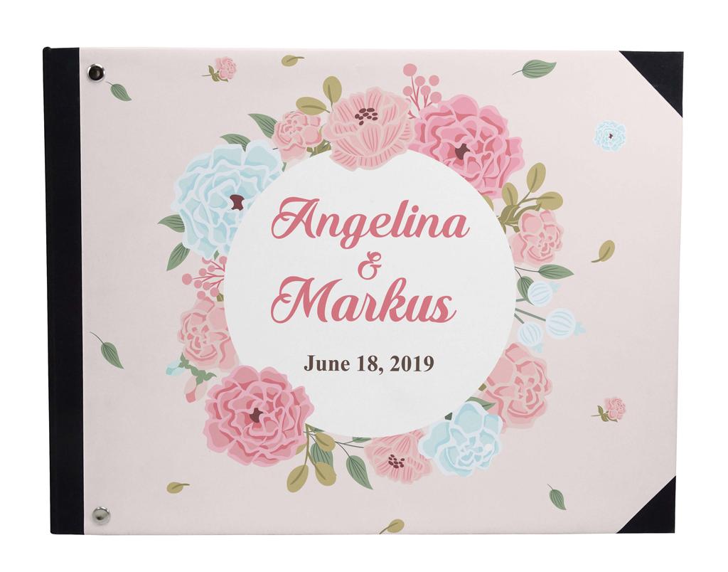 Darling Souvenir Blue Floral & Geometric Hardbound Cover Printed Anniversary Wedding Guestbook Scrap Book-7 X 9