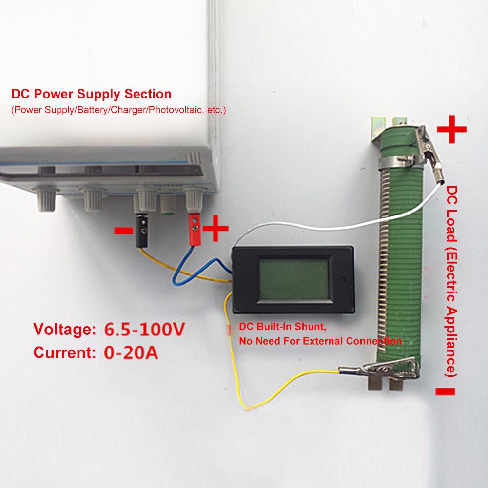 TSPZEM‑031 Voltmeter Ammeter DC Multi‑Function Digital Display LCD Current Meter Tester Detector