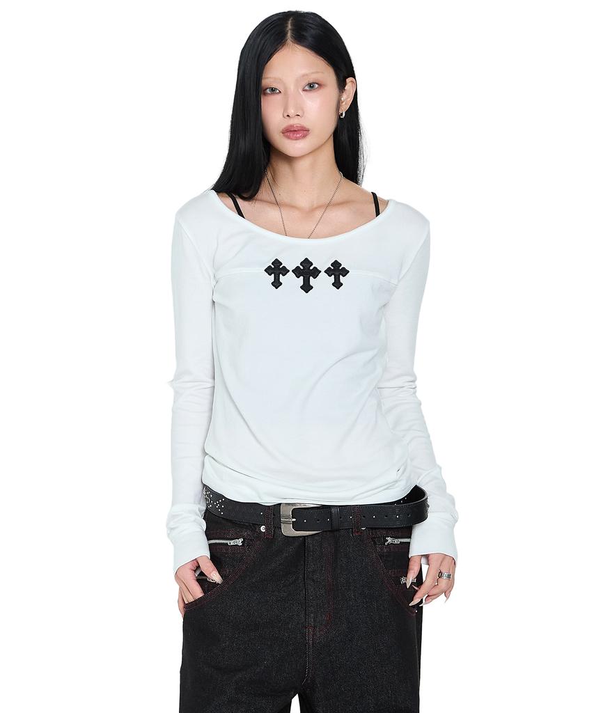 AAKAM Triple Akm Cros2 Long Sleeve (White)
