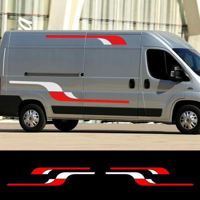 4PCS Car Long Side Stickers Vinyl Film Auto Racing Decals For Peugeot Boxer L1H1 L2H1 L2H2 L3H2 L4H2 L4H3 Automobile