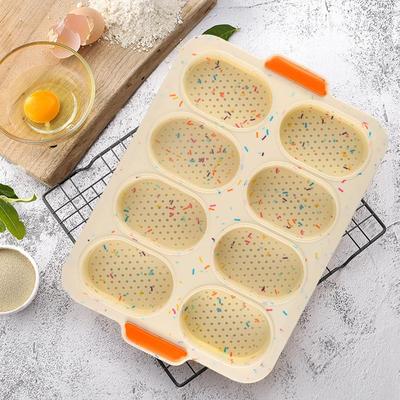 Molde de silicone antiaderente para bolo, 8 grades, pão francês, resistente ao calor, hambúrguer, muffin, bandeja, cupcake, cozinha, faça você mesmo, molde de cozimento