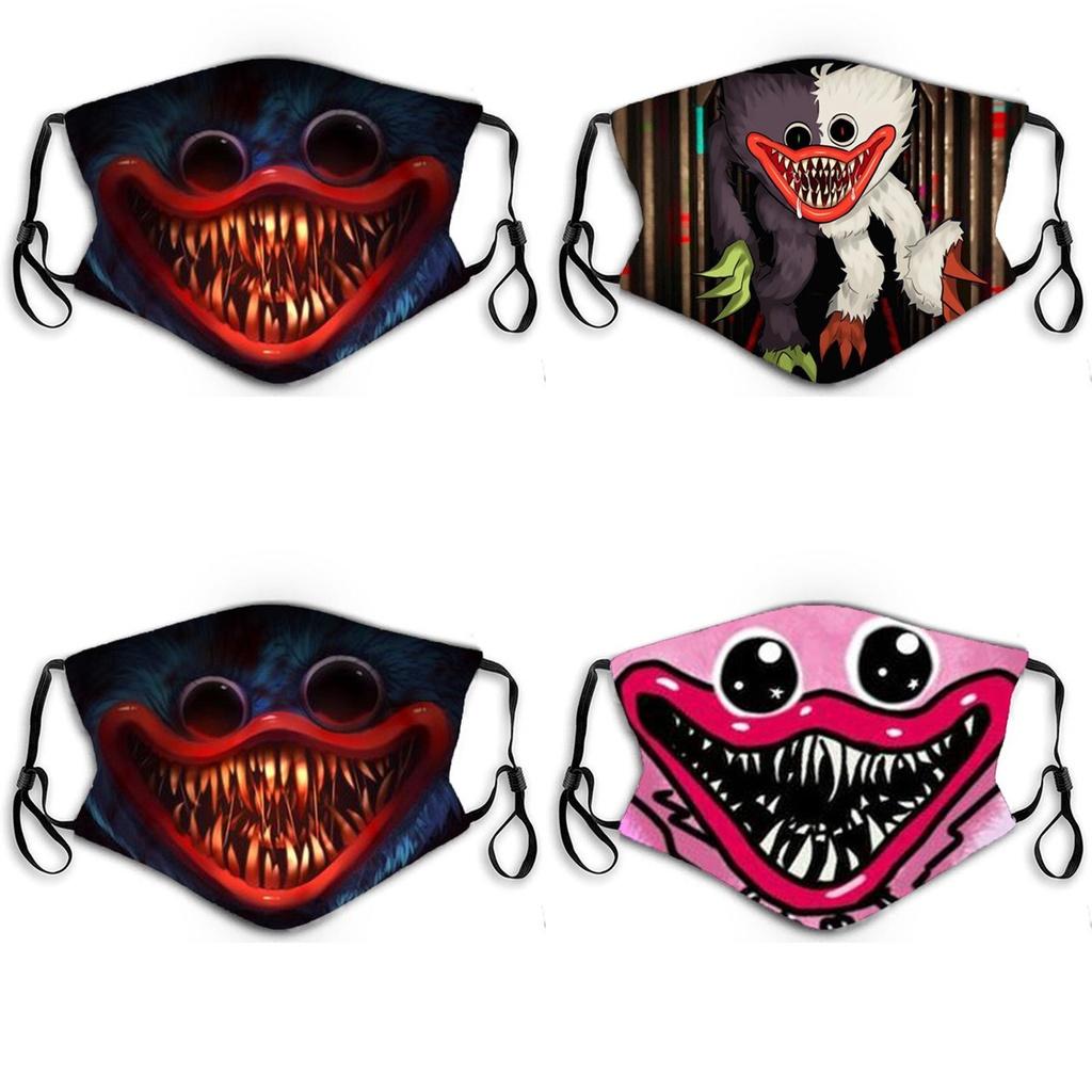 Masca de Față din Bumbac de Halloween Poppy Playtime Huggy Wuggys Pentru Adulți, Ajustabilă, Respirabilă