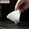 Chinese White Jade Mud Ceramic Teacup White Porcelain Bamboo Hat Tea Bowl Personal Jade Clay Cone Master Cup Kung Fu Teaset Gift