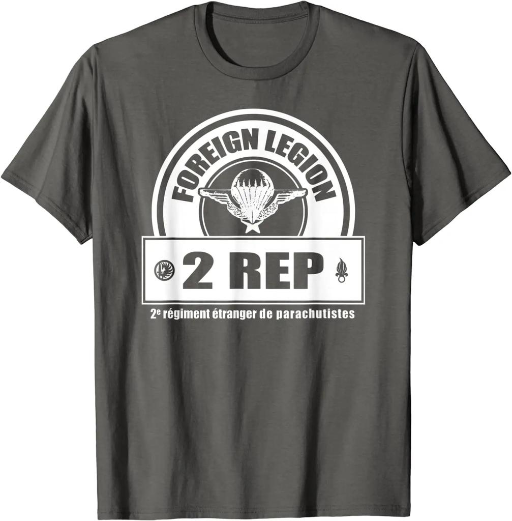 Französische Fremdenlegion 2. Rep Fallschirmjäger Herren T-Shirt Kurzarm Lässig 100% Baumwolle Rundhals Harajuku Herren T-Shirt