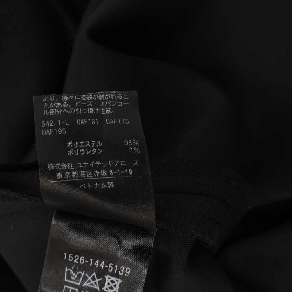 UNITED ARROWS Black Pearl Motif Long Sleeve One-piece Dress 38 blackUsed