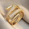 Neuer Geometrischer Unregelmäßiger Ring mit Zirkonia Offener Ring für Männer und Frauen Trend Hip Hop Party Accessoires