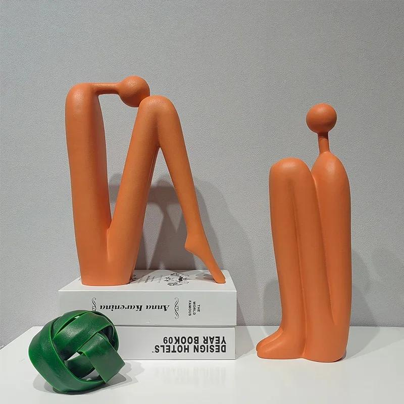 Modernes minimalistisches abstraktes Charakter-Buchstützen-Ornament Harzmodell Orange Yoga-Mann Skulptur Geschenk Kunsthandwerk Heimdekoration