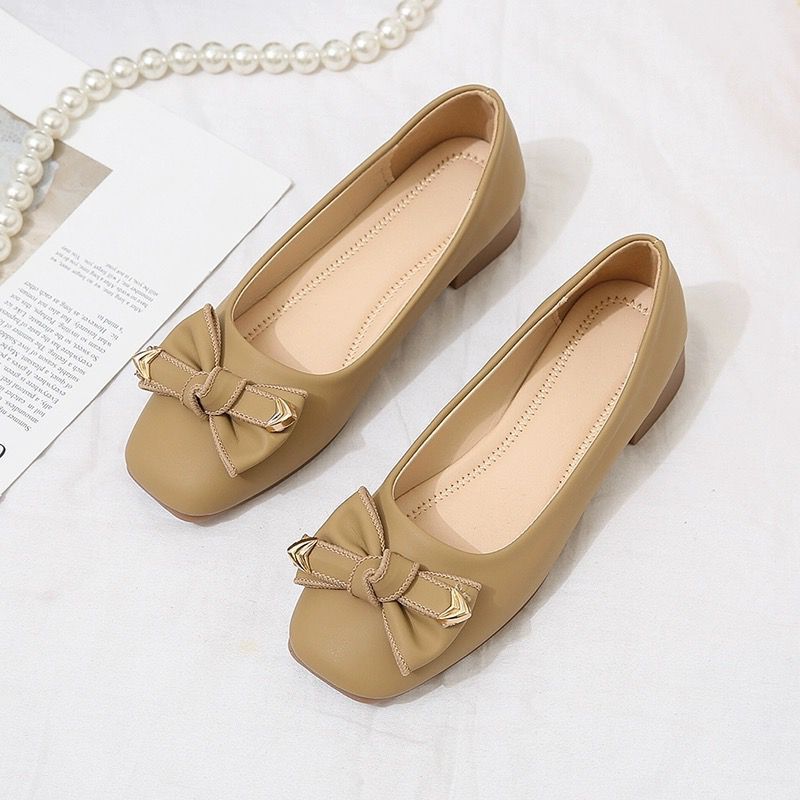 Doudou Shoes Women's Middle Heel Summer 2025 New Versatile Shallow Mouth Laden Shoes Evening Gentle Fairy Wind Four Seasons Single Shoes