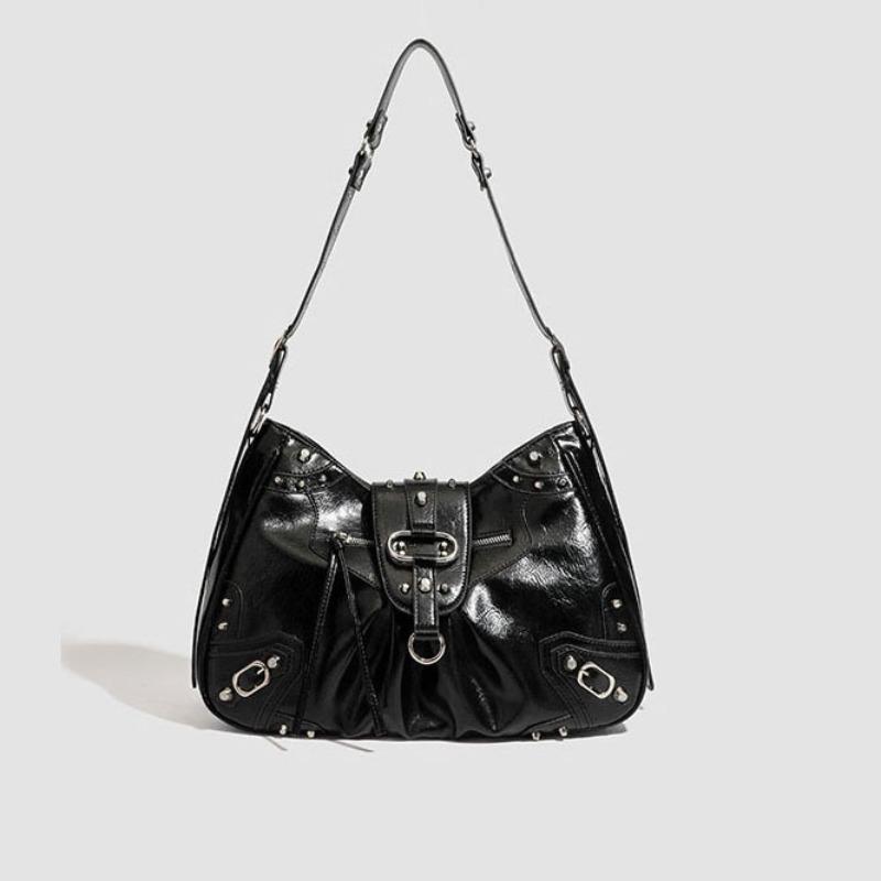

Vintage Large-capacity Rivet Tote Bag - Girl s Bag - Single Shoulder Strap - Commuter Large Bag чорний