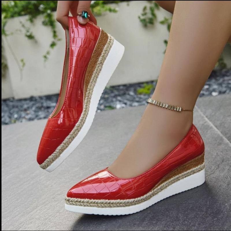 Fashion Fashionable Elegant Casual Women's Shoes Plus Size Slope Petite Pointed Toe Single Shoes Comfortable Synthetic Material Spring